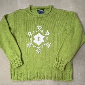 VTG Rey Wear Womens Medium Cotton Hand Knitted Bolivia Floral Rollneck Sweater